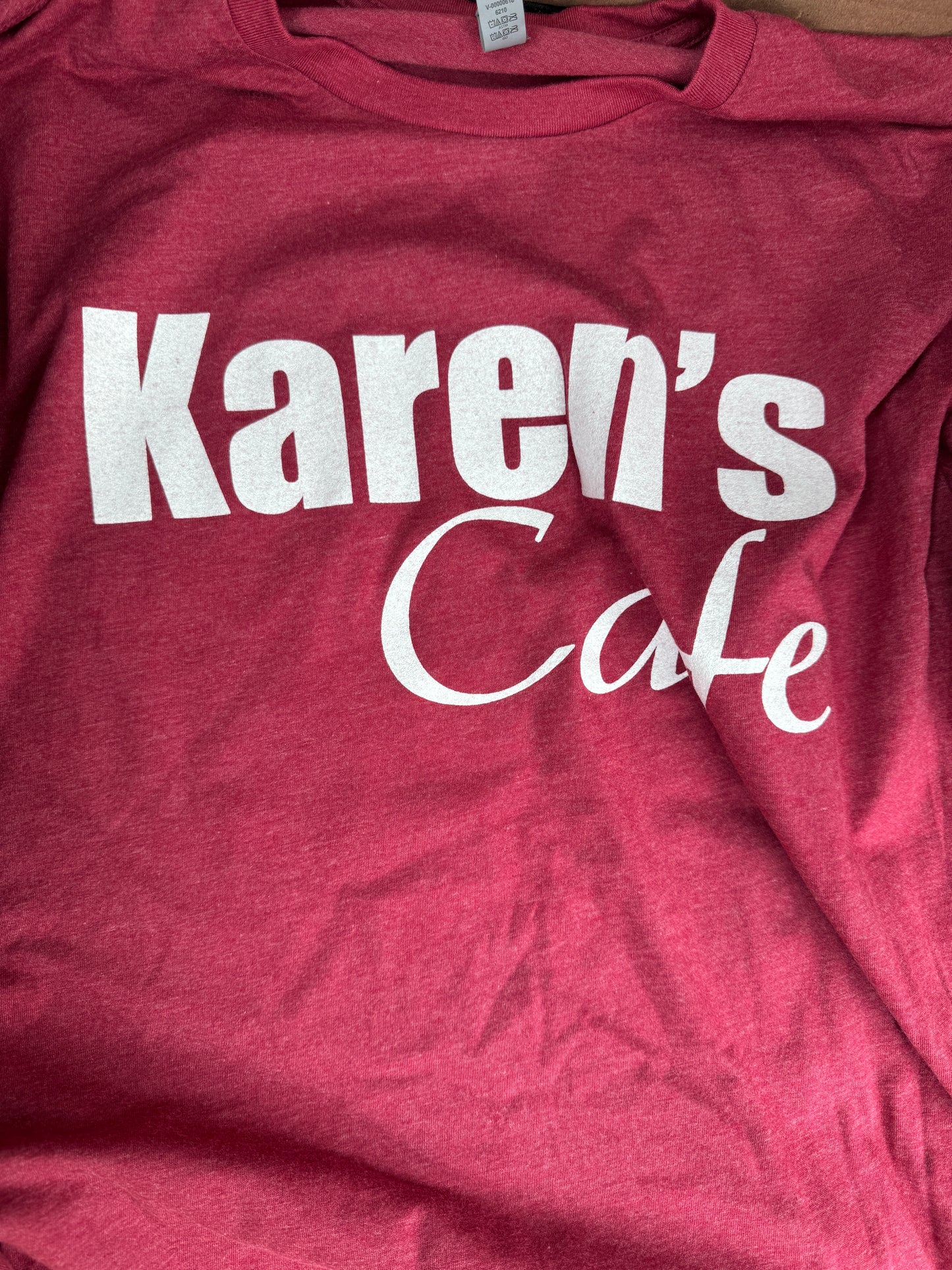 Karens Cafe - T Shirt - Heather Cardinal