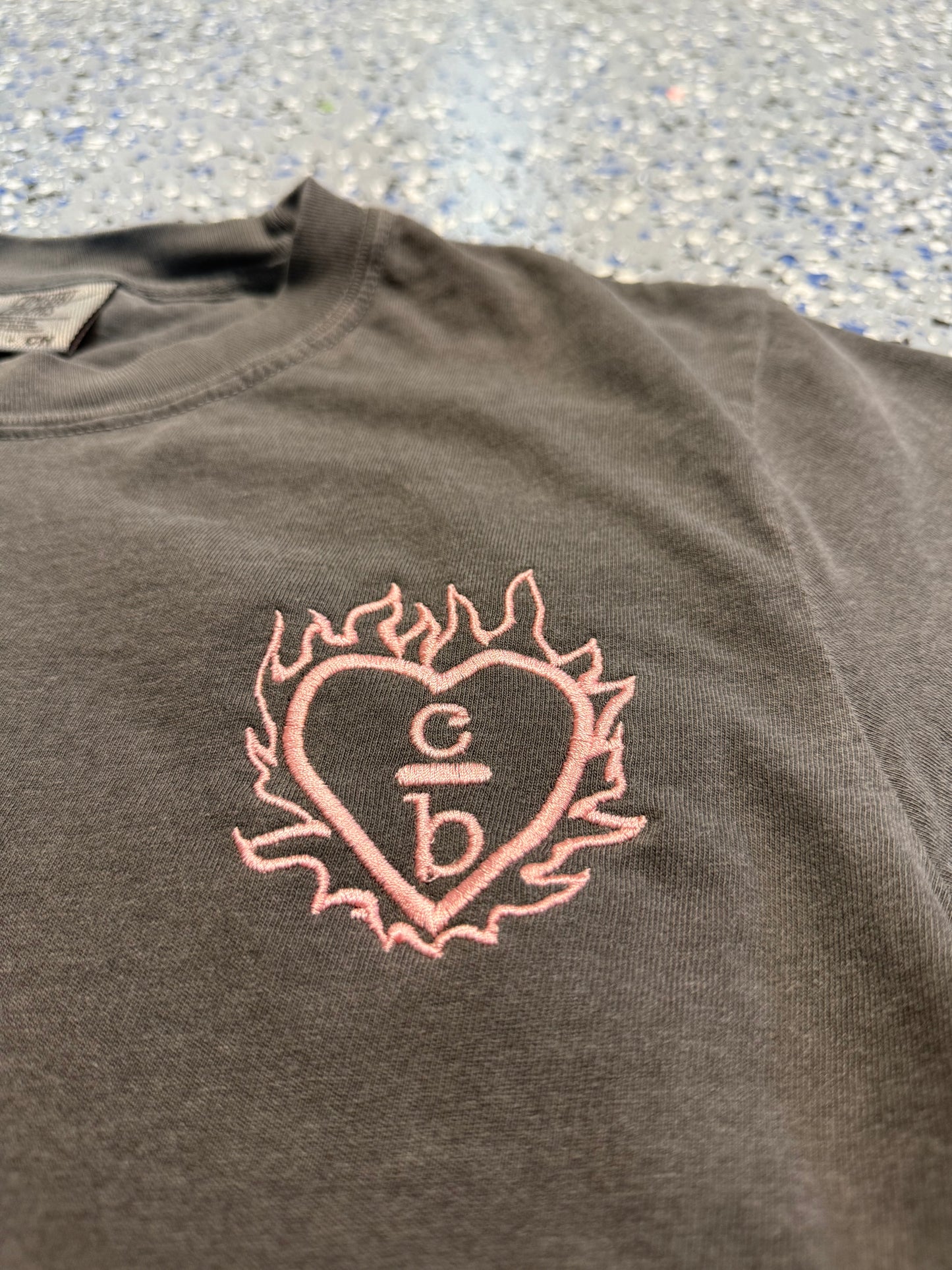 Flame Heart One Tree Hill - Embroidered T-Shirt - Pepper