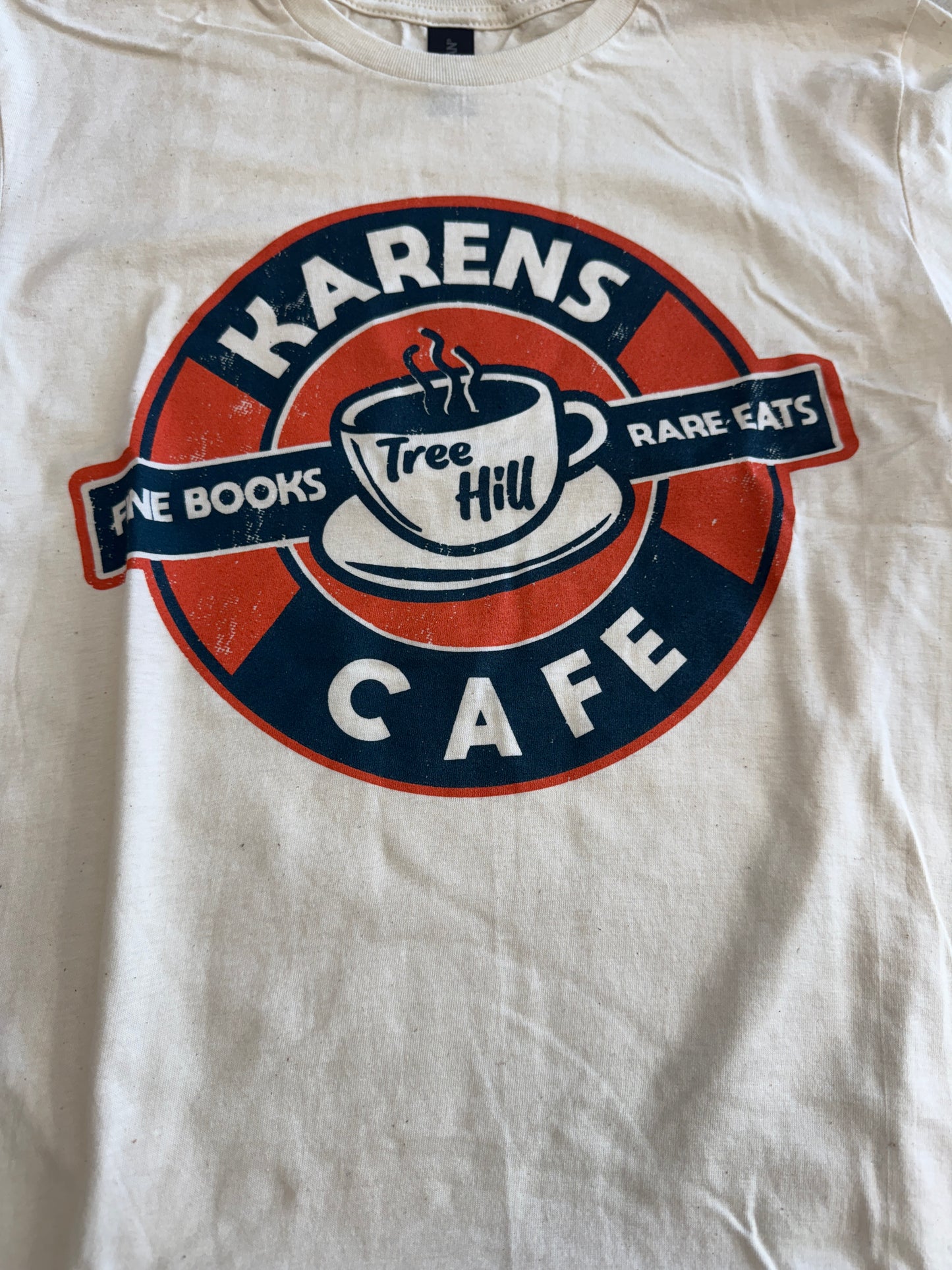 Retro Karens Cafe One Tree Hill Fine Book T Shirt - Natural