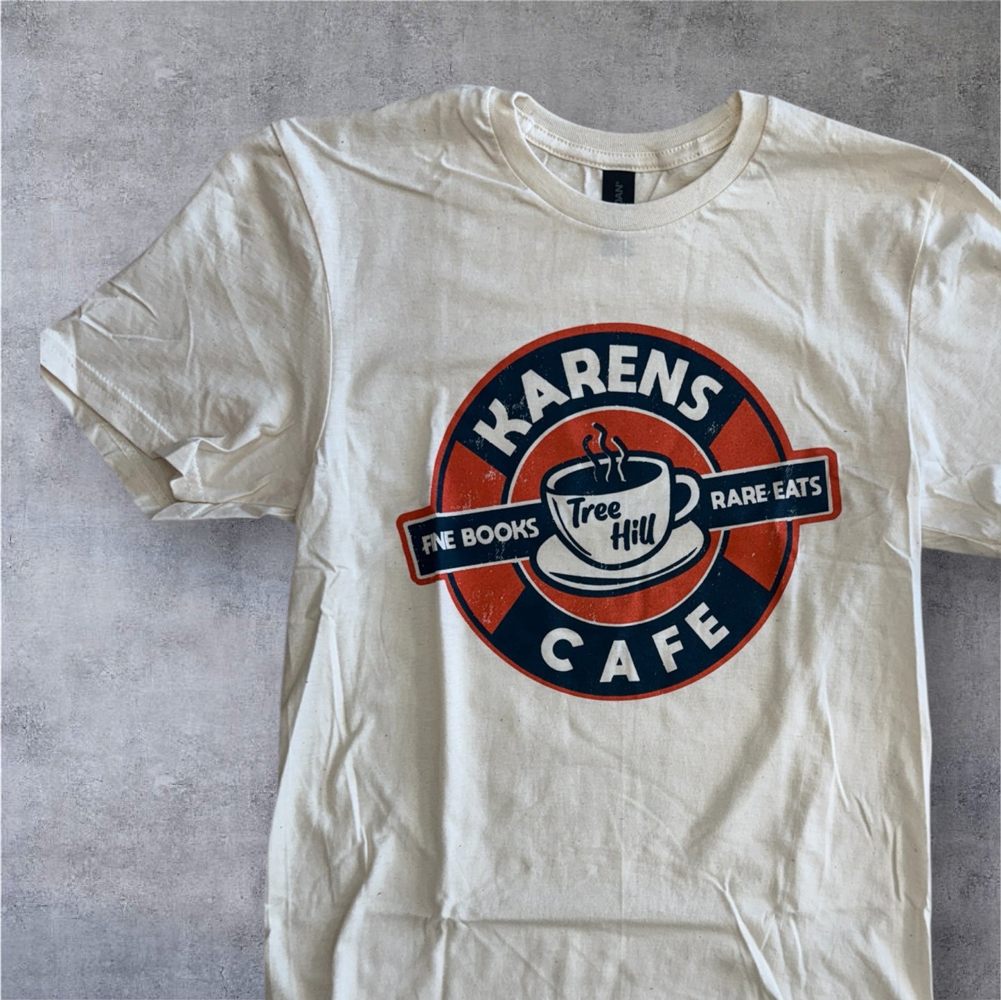 Retro Karens Cafe One Tree Hill Fine Book T Shirt - Natural