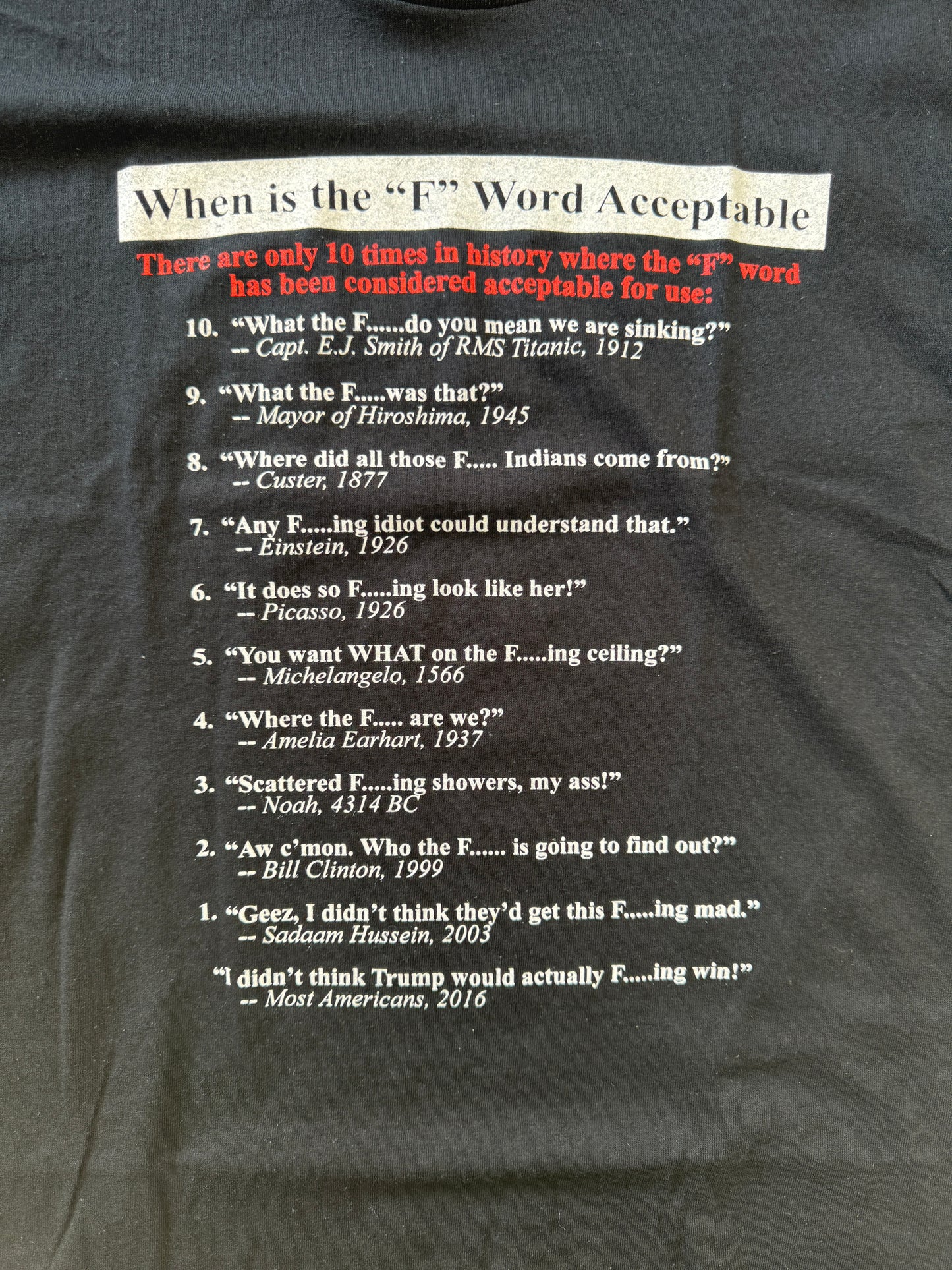 When The F Word is Acceptable - T Shirt - Black