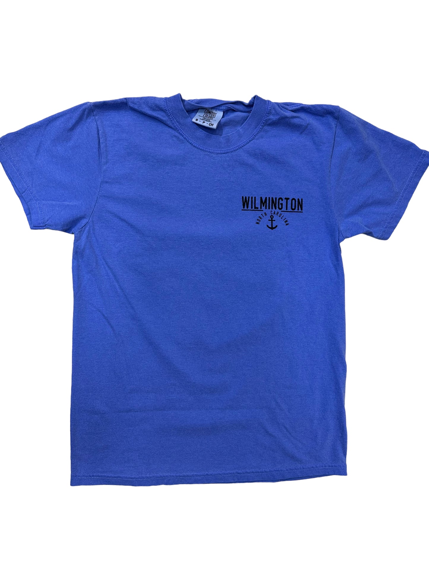 Wilmington NC circle Boat & Anchor - T Shirt - Flo Blue