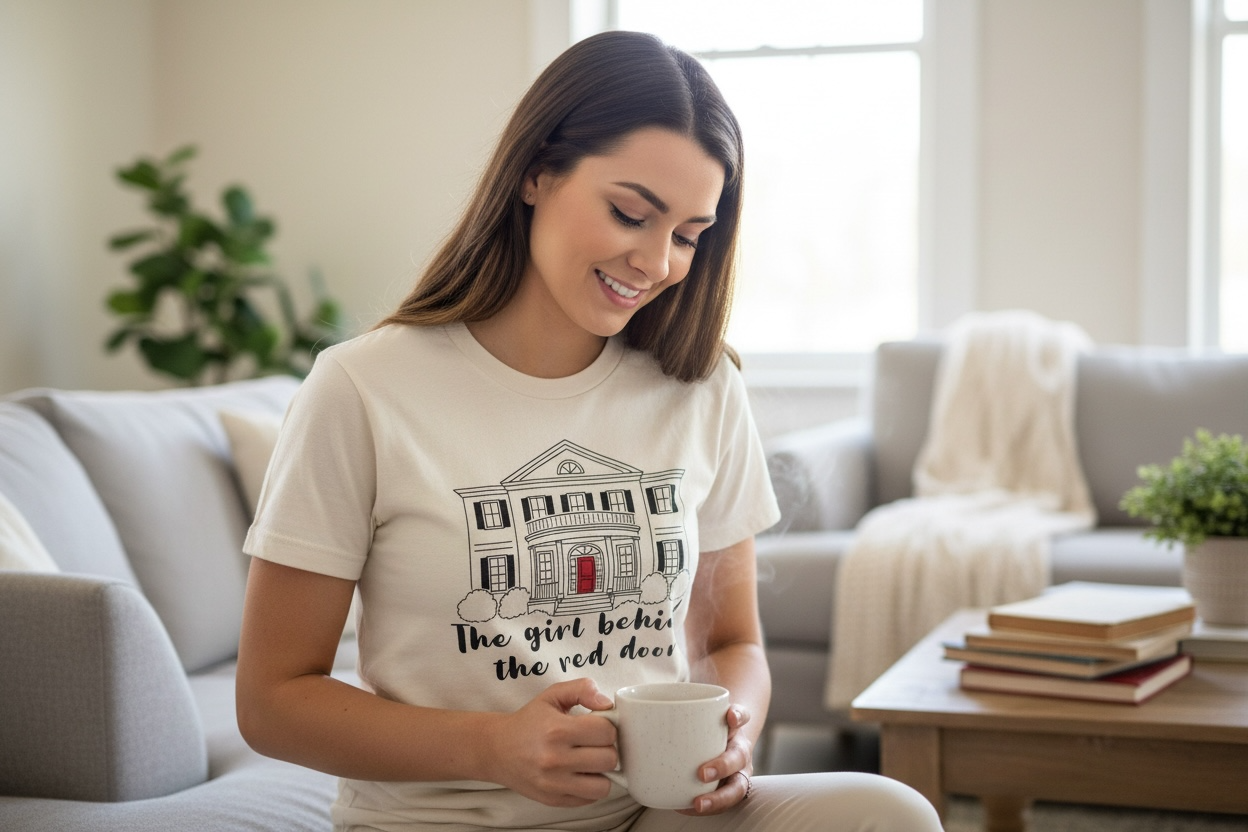 Girl Behind Red Door One Tree Hill - T Shirt - Ivory