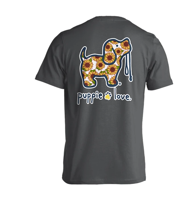 Sunflower Fill Pup - T Shirt - Charcoal