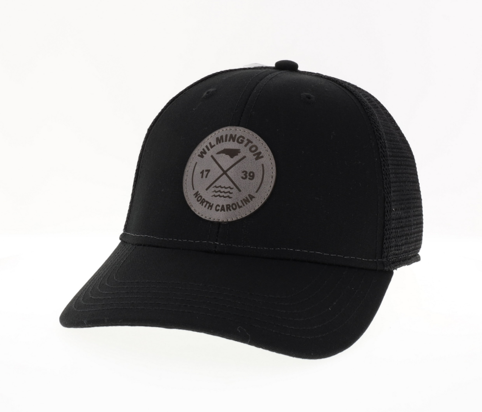 Wilmington Leather patch Circle – Legacy Low Pro Snap Back Hat – Black / Black
