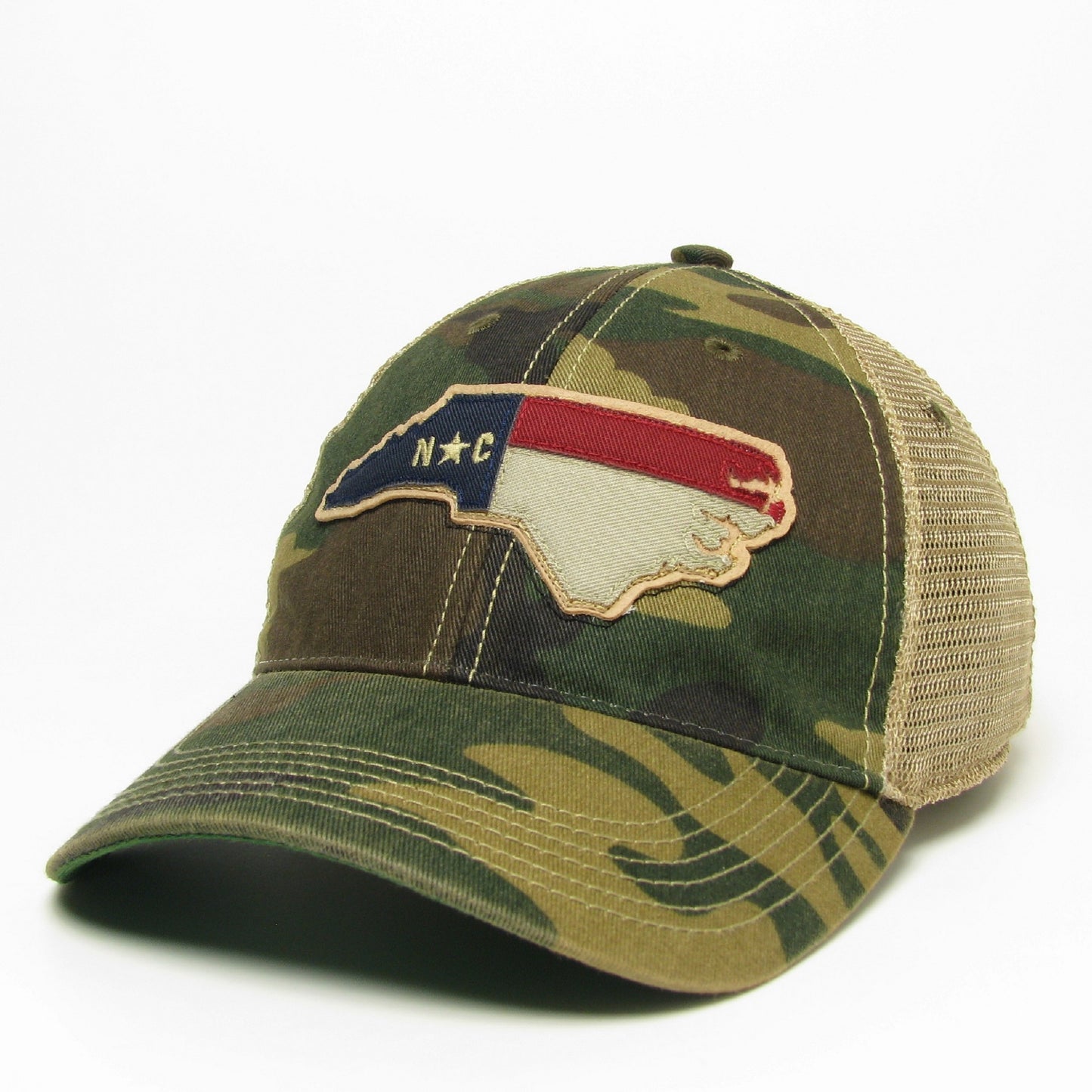 NC State Outline Patch -Trucker Hat – Army Camo