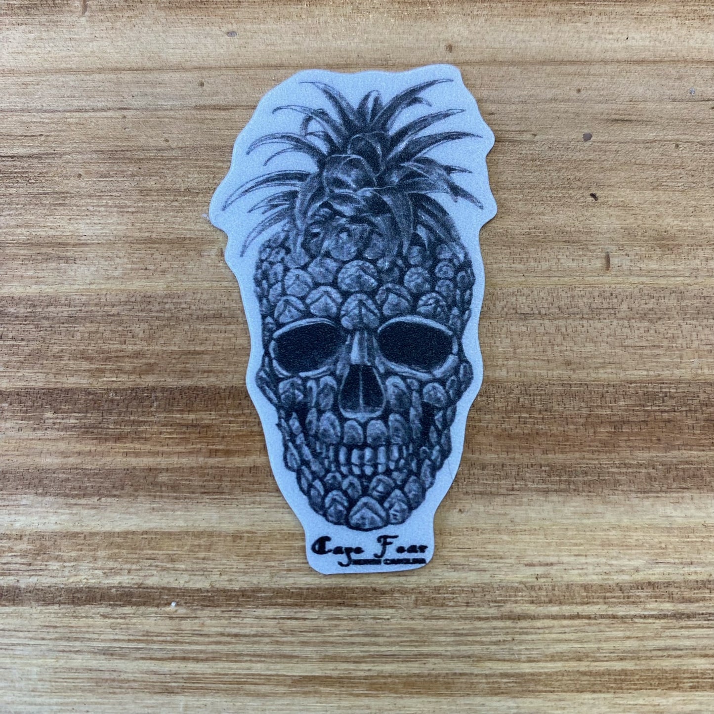 PINEAPPLE SKULL CAPE FEAR , NC – STICKER ( 2″ X 2″ ROUGHLY )