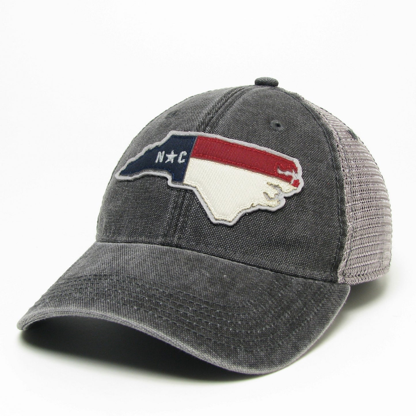 NC State Outline Patch -DTA Trucker Hat – Black / Silver
