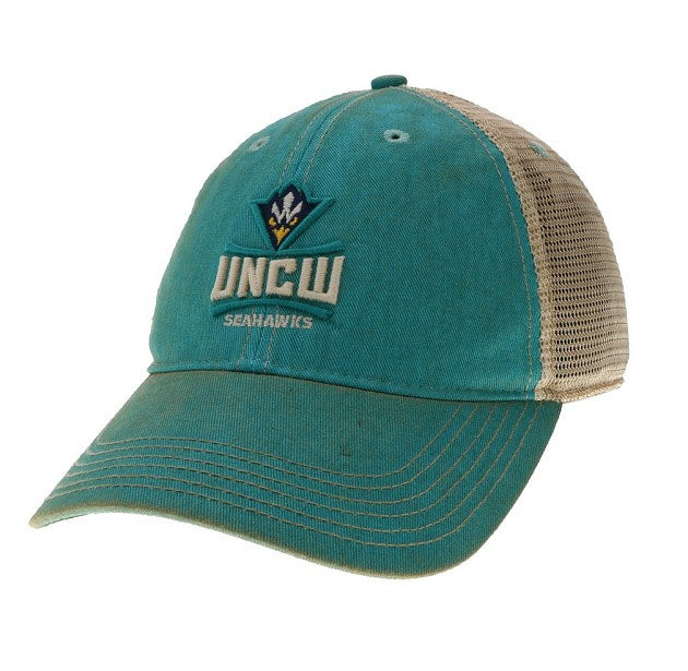 UNCW Seahawks Full logo - DTA Legacy Trucker Hat - Navy/Silver