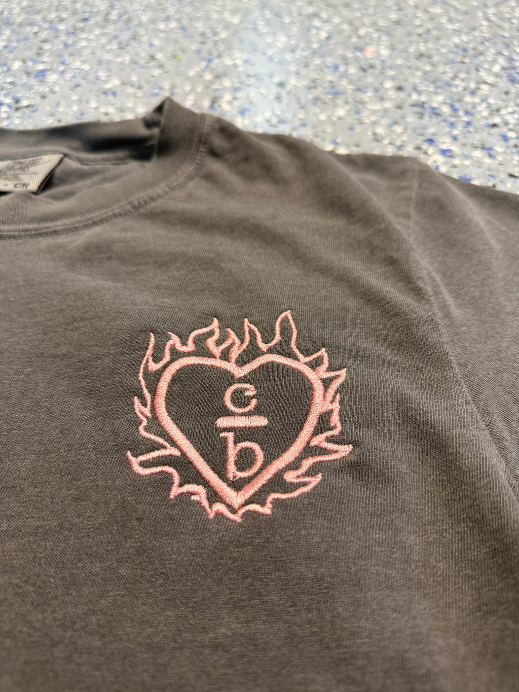 Flame Heart One Tree Hill - Embroidered T-Shirt - Pepper