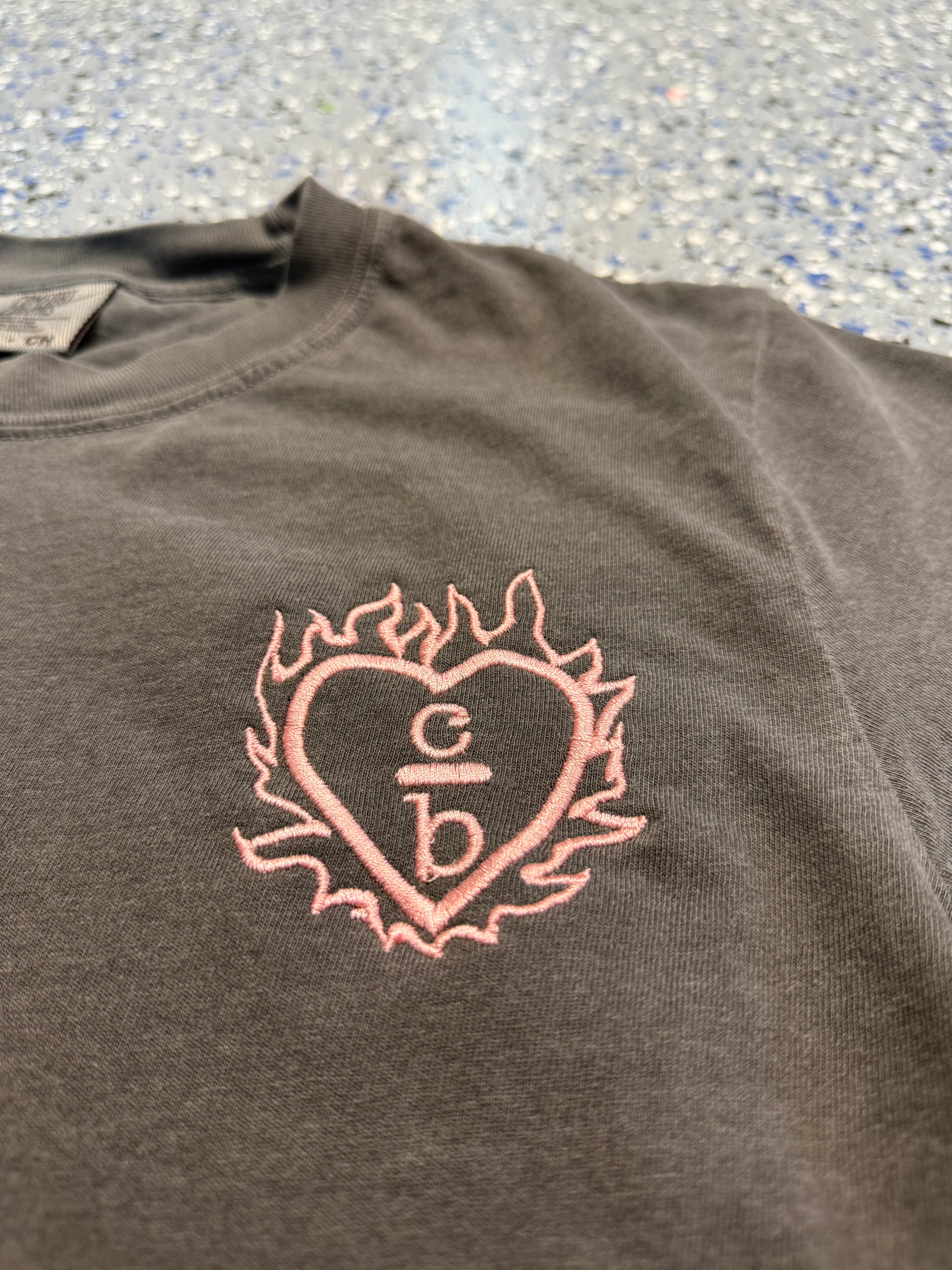 Flame Heart One Tree Hill - Embroidered T-Shirt - Pepper