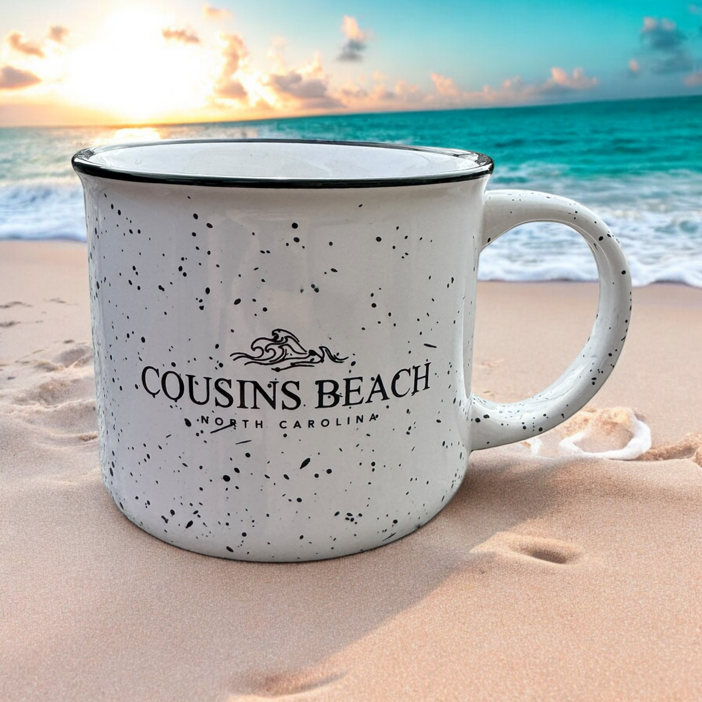 13 Oz Cousins Beach Summer I Turned pretty CampFire Mug - White Speckle