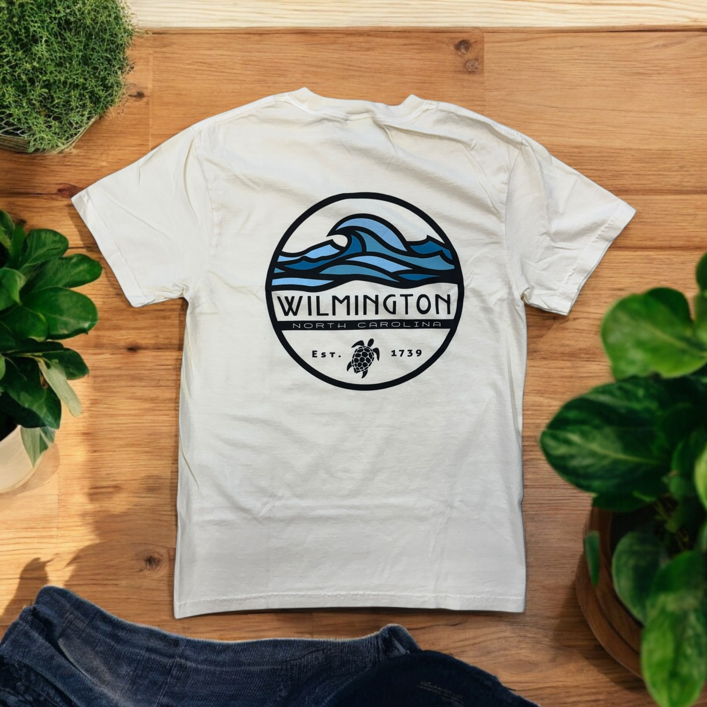 Wilmington NC Turtle Waves - T Shirt - Ivory