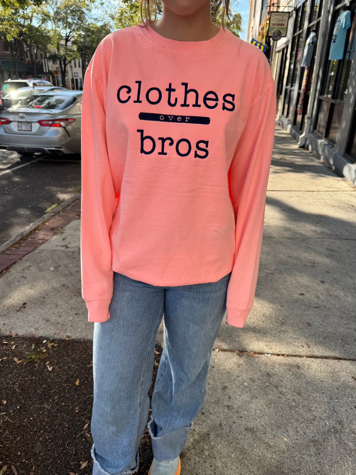 Clothes Over Bros One Tree Hill Embroidered Crewneck - Coral