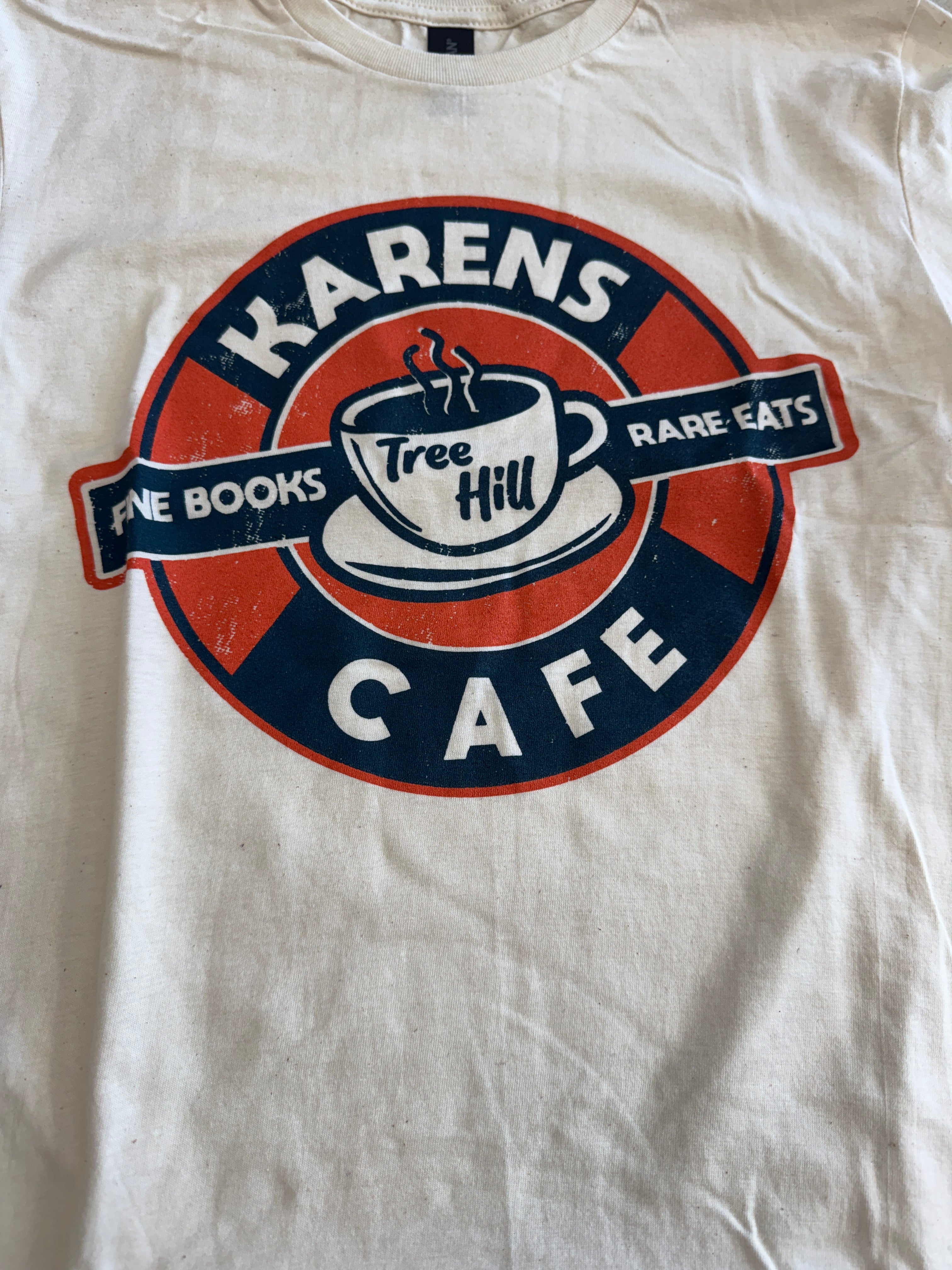 Retro Karens Cafe One Tree Hill Fine Book T Shirt - Natural