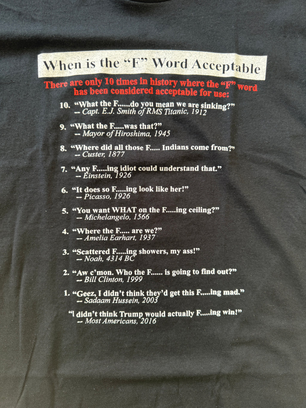 When The F Word is Acceptable - T Shirt - Black