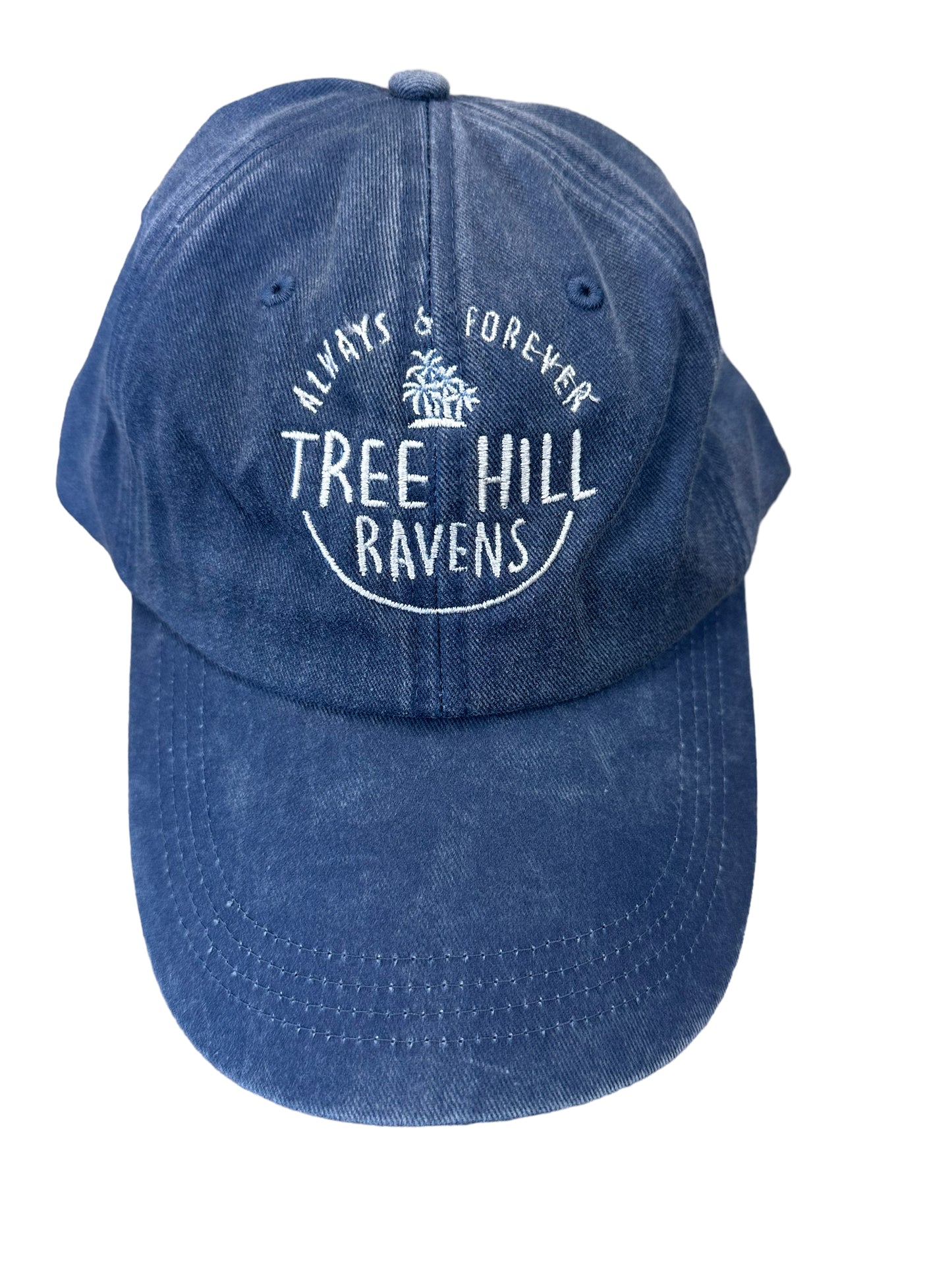 Always & Forever circle Tree Hill  - Hat - Denim  (White Thread )