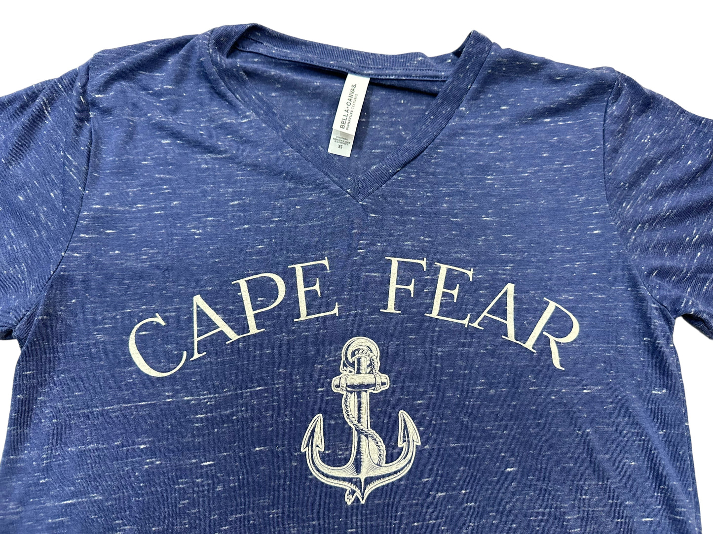 Cape Fear Anchor  - V-Neck T Shirt - Blue