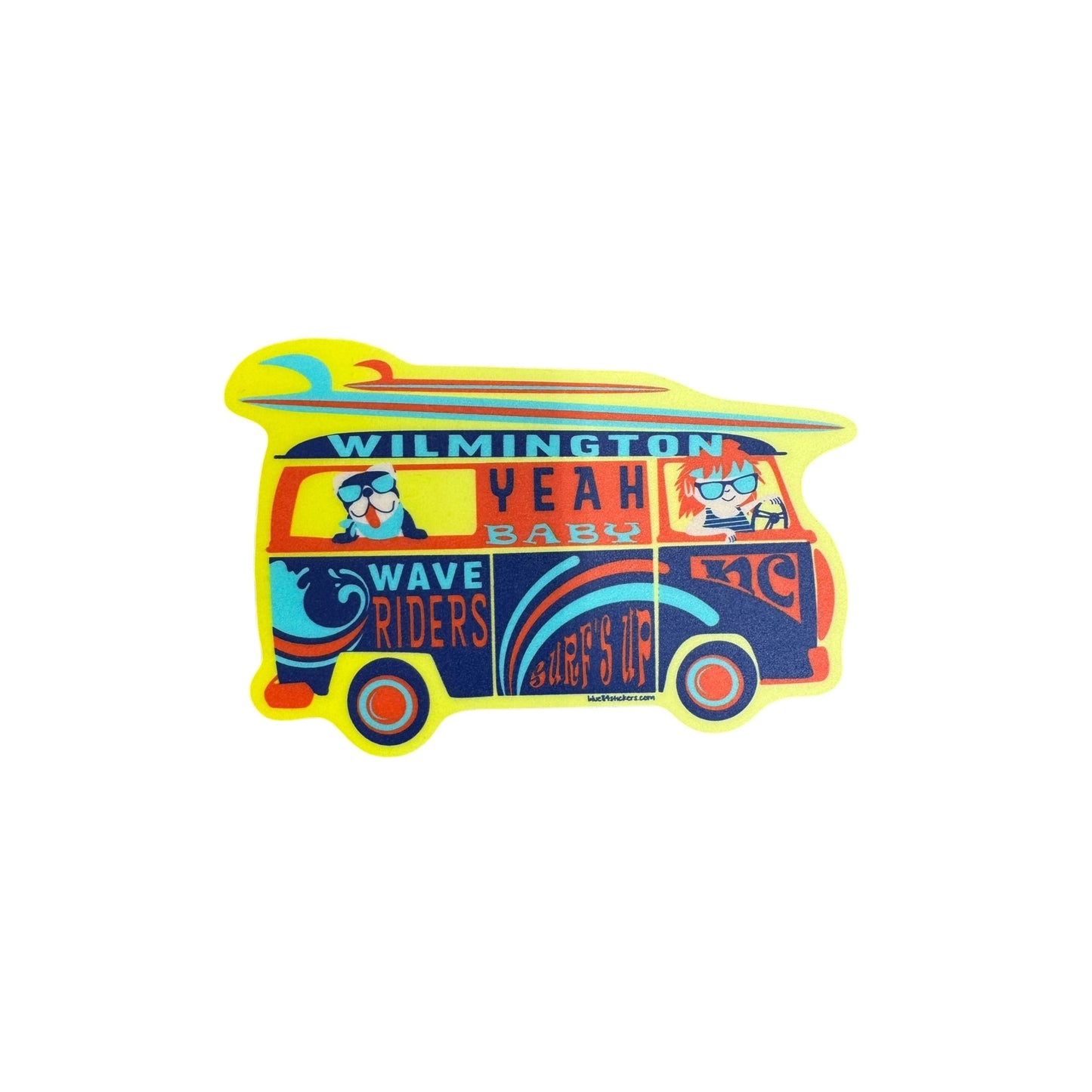 Surfer Bus  WILMINGTON , NC  – STICKER ( 2″ X 2″ ROUGHLY )