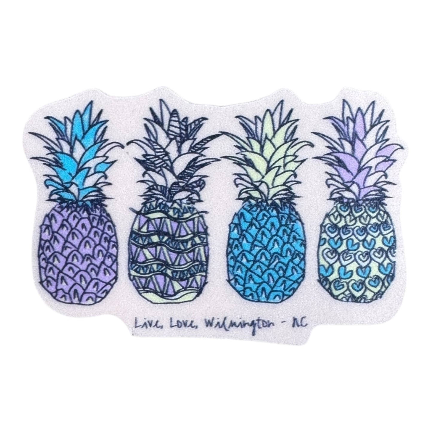 3 Pineapple  WILMINGTON , NC  – STICKER ( 2″ X 2″ ROUGHLY )