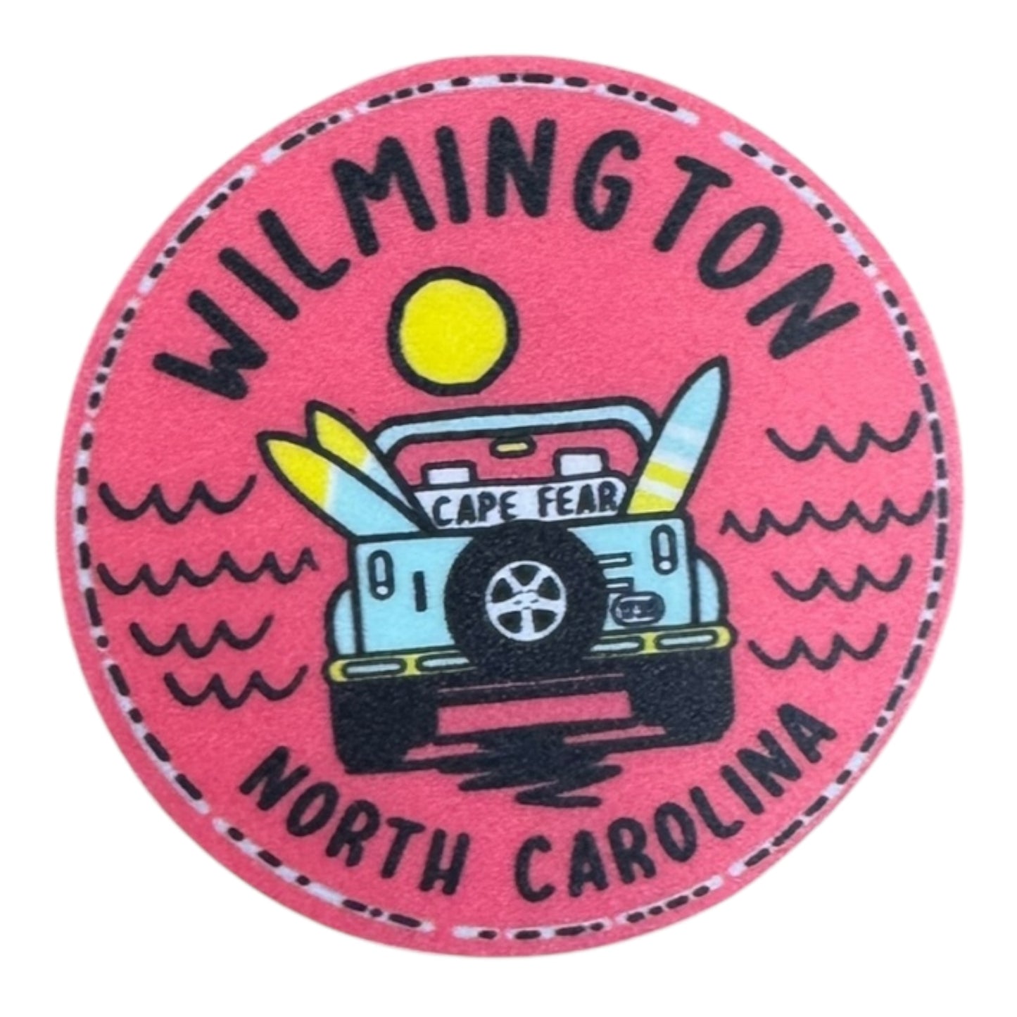 Jeep CIRCLE DOG  WILMINGTON  , NC  – STICKER ( 2″ X 2″ ROUGHLY )