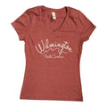 Wilmington NC Wave - V-neck T-shirt - Heathered Russet