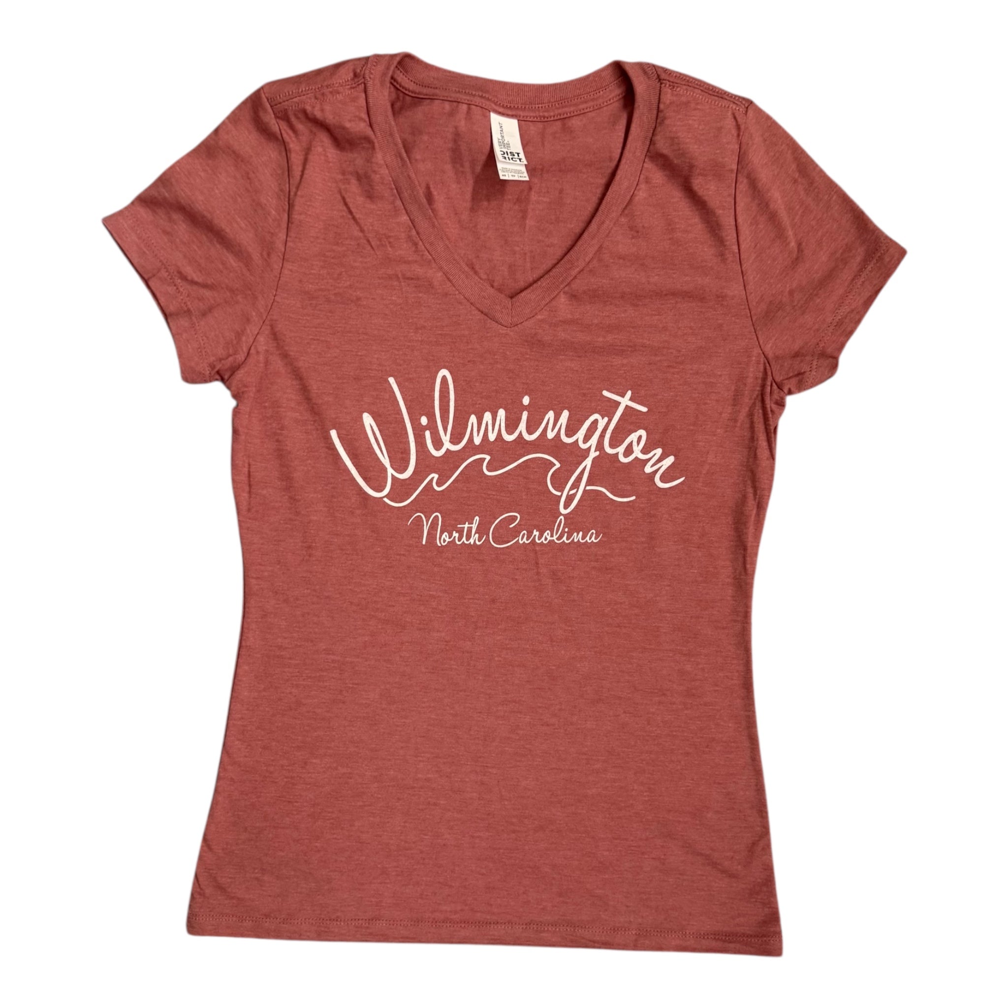Wilmington NC Wave - V-neck T-shirt - Heathered Russet