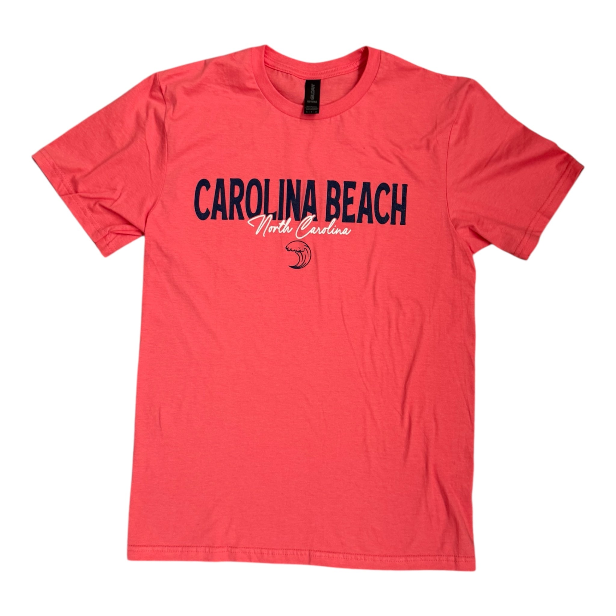 Carolina Beach NC Wave - T-shirt - Bright Coral