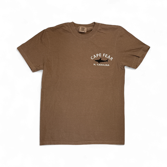 Cape Fear-Shark-Embroidered -T-shirt-Expresso Comfort Color