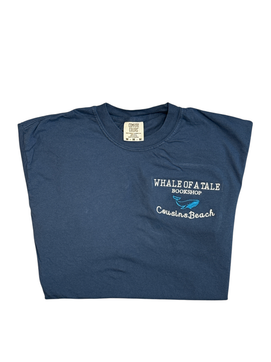 Whale of Tale Bookshop - Cousins Beach - Comfort Color T-shirt (Midnight Navy)