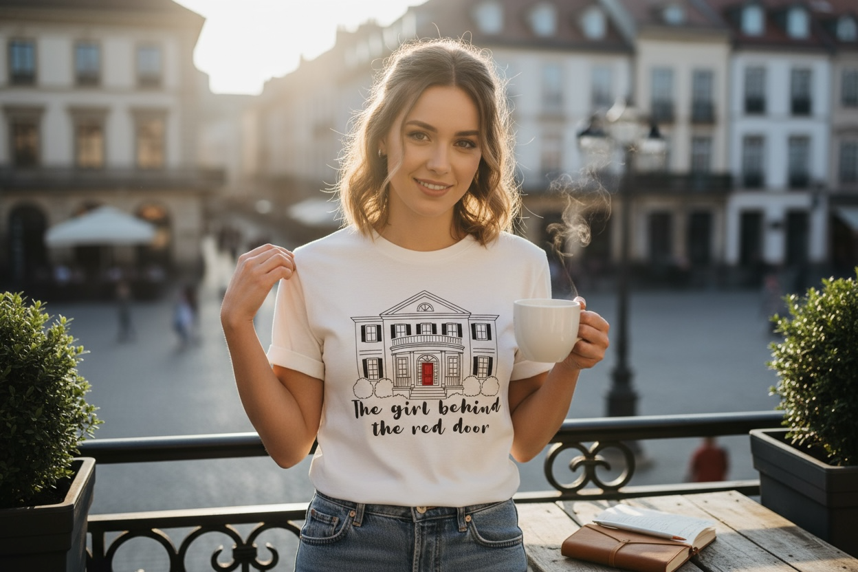 Girl Behind Red Door One Tree Hill - T Shirt - Ivory