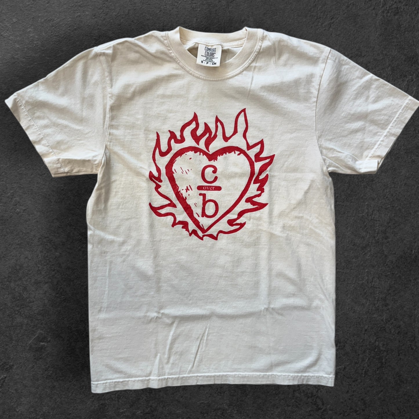 Flame Heart  Red Ink One Tree Hill - T Shirt -Comfort Color ( ivory  )