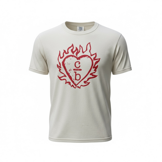 Flame Heart  Red Ink One Tree Hill - T Shirt -Comfort Color ( ivory  )