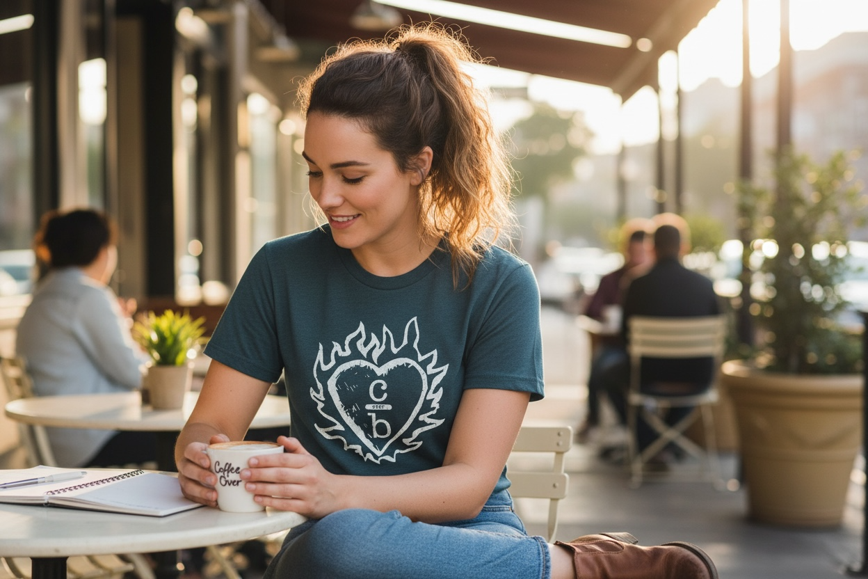 ONE TREE HILL Flame Heart Clothes Over Bros- T Shirt – Indigo