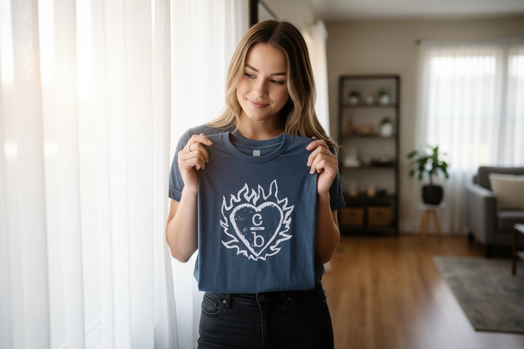 ONE TREE HILL Flame Heart Clothes Over Bros- T Shirt – Indigo
