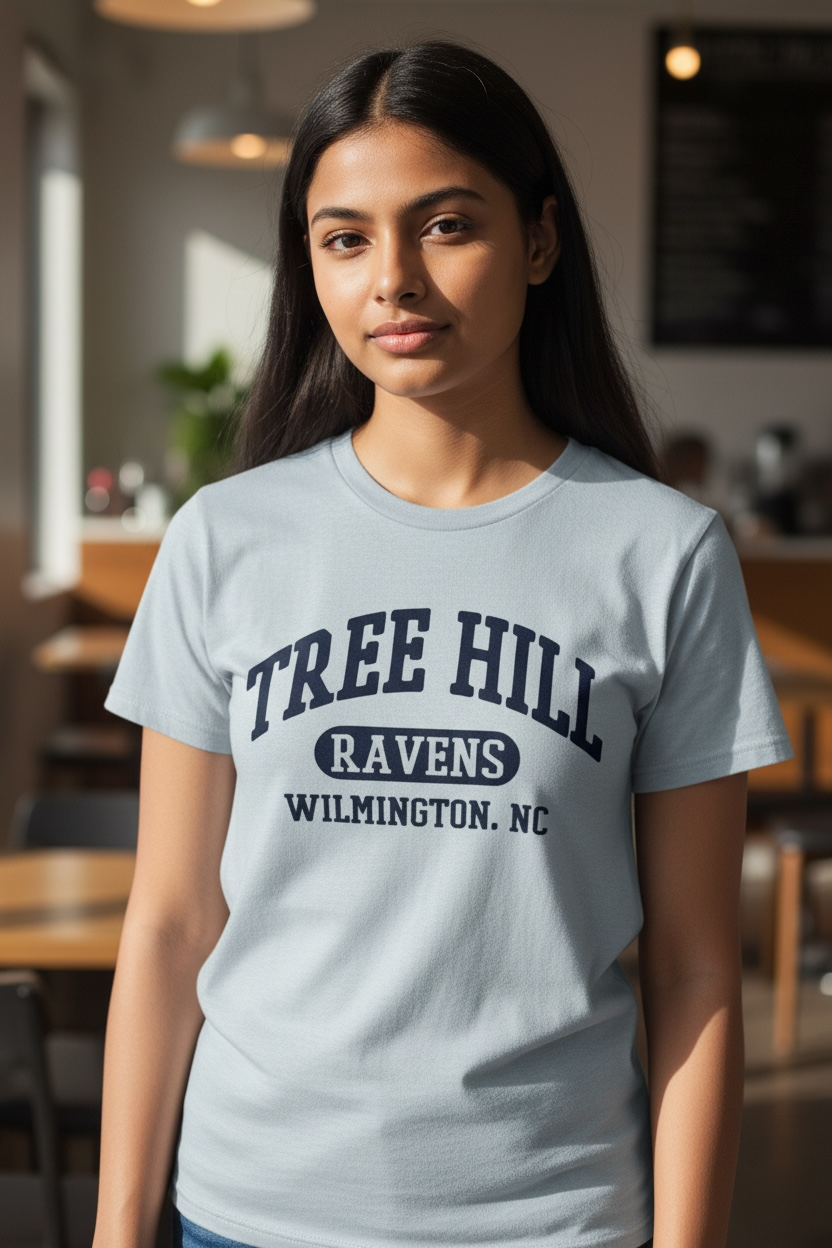 TREE HILL RAVENS 3 TIER TEXT – T SHIRT – ICE BLUE