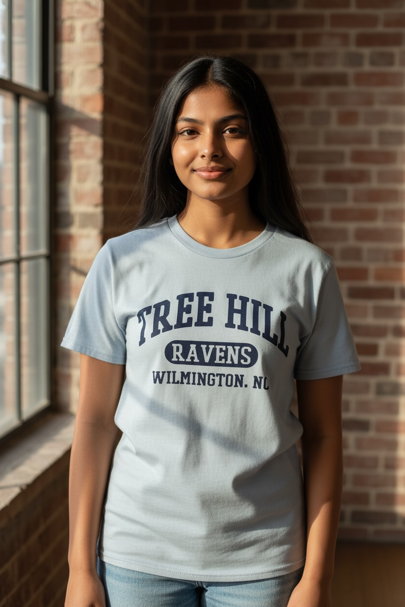 TREE HILL RAVENS 3 TIER TEXT – T SHIRT – ICE BLUE