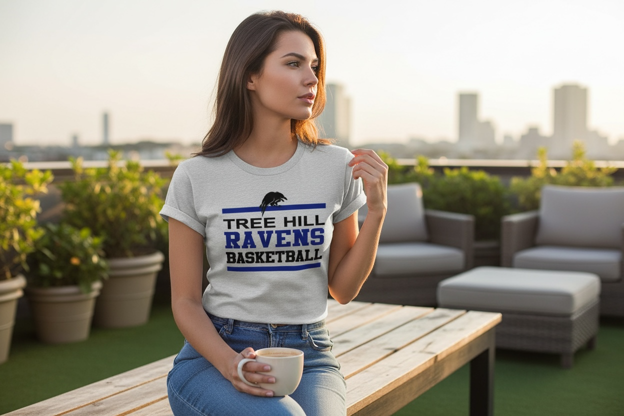 Tree Hill Ravens Basketball Film - T Shirt - Ash