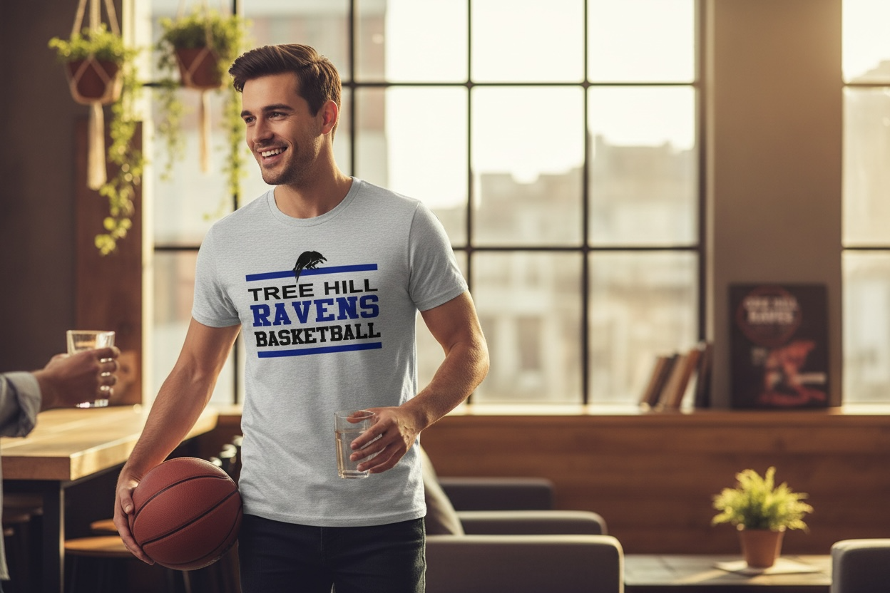 Tree Hill Ravens Basketball Film - T Shirt - Ash