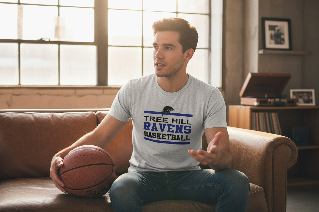 Tree Hill Ravens Basketball Film - T Shirt - Ash