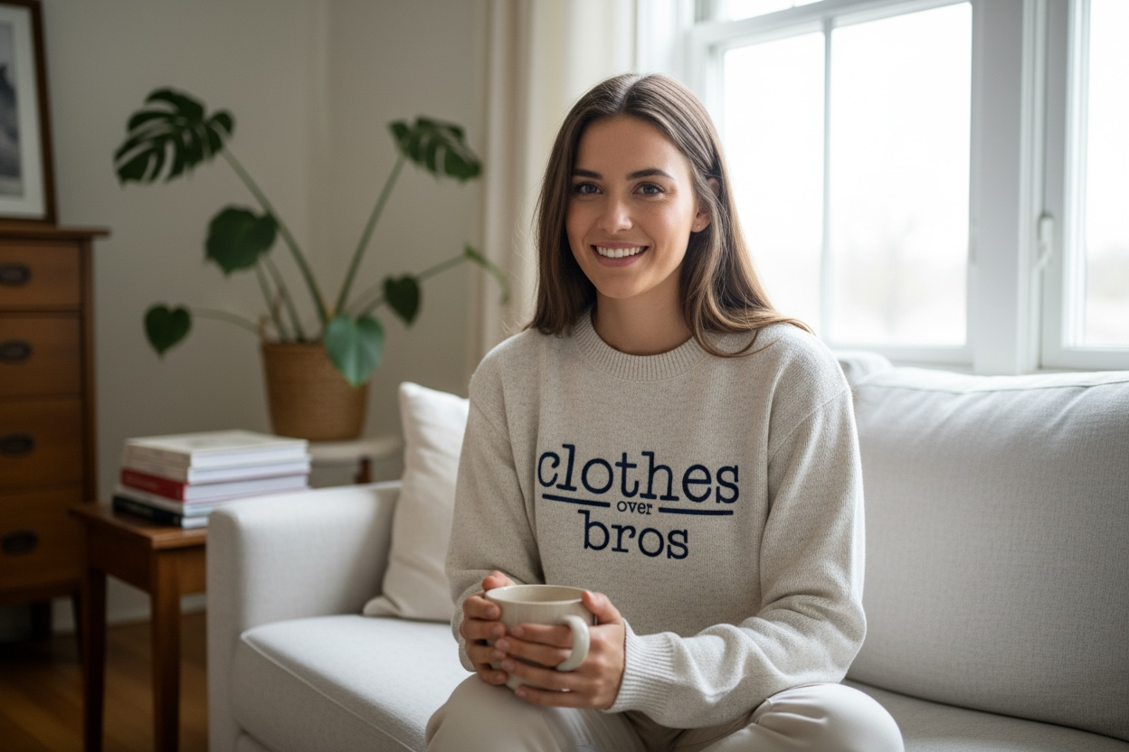 Clothes Over Bros Nantucket  Tv  Embroidered Sweatshirt  One Tree Hill - Oatmeal