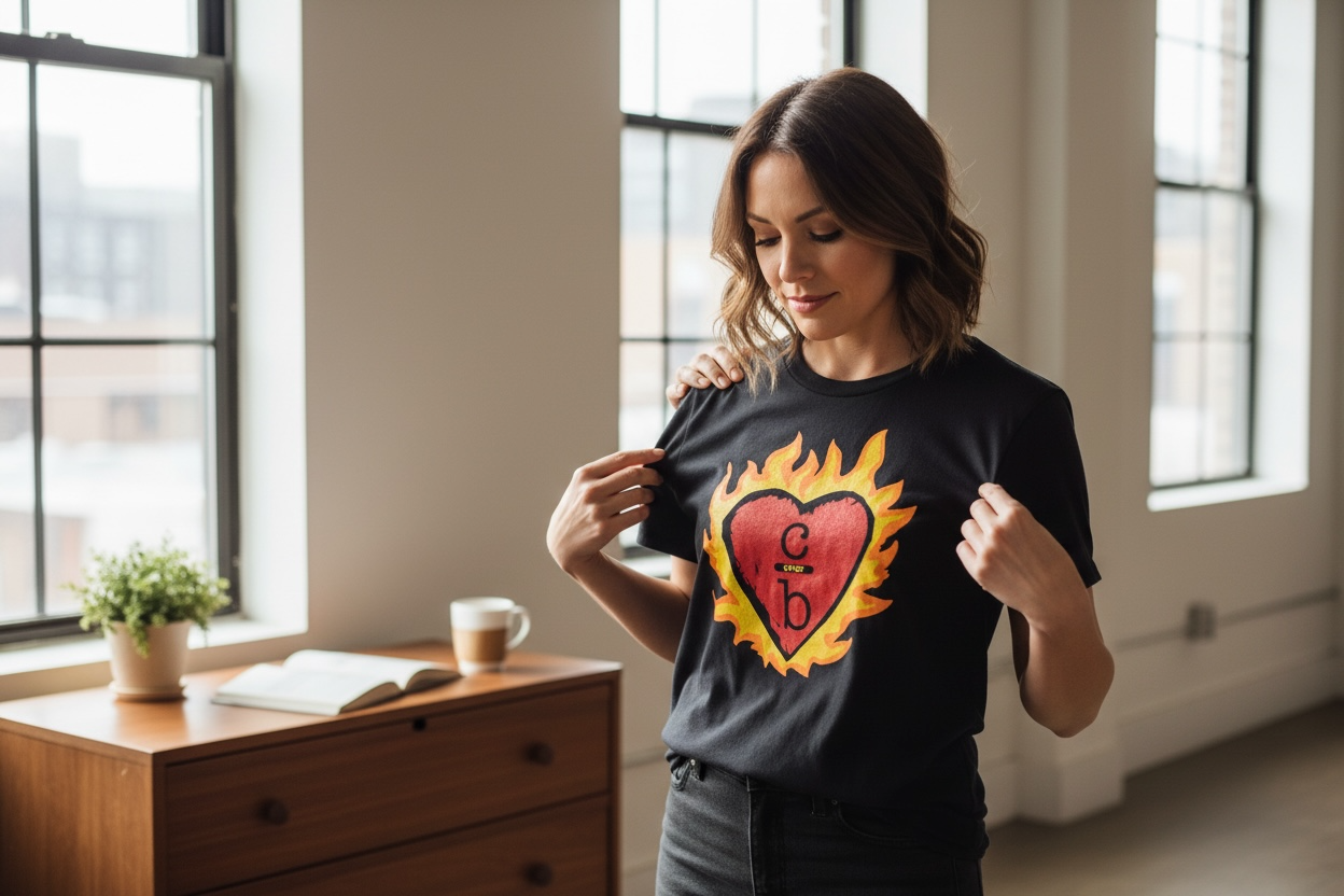 C/B Flame Heart Tee – One Tree Hill Black T-Shirt – Souvenirs & More C/B Flame Heart Tee – One Tree Hill Black T-Shirt – Souvenirs & More
