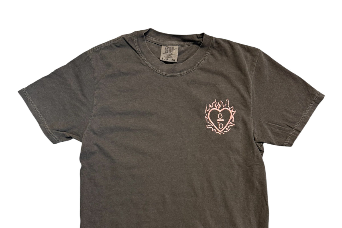 Flame Heart One Tree Hill - Embroidered T-Shirt - Pepper