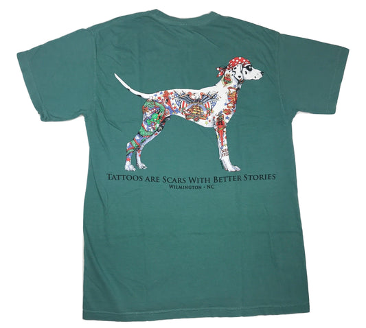 Tattoos are Scars with Better Stories  - Sea Dog T Shirt - Seafoam