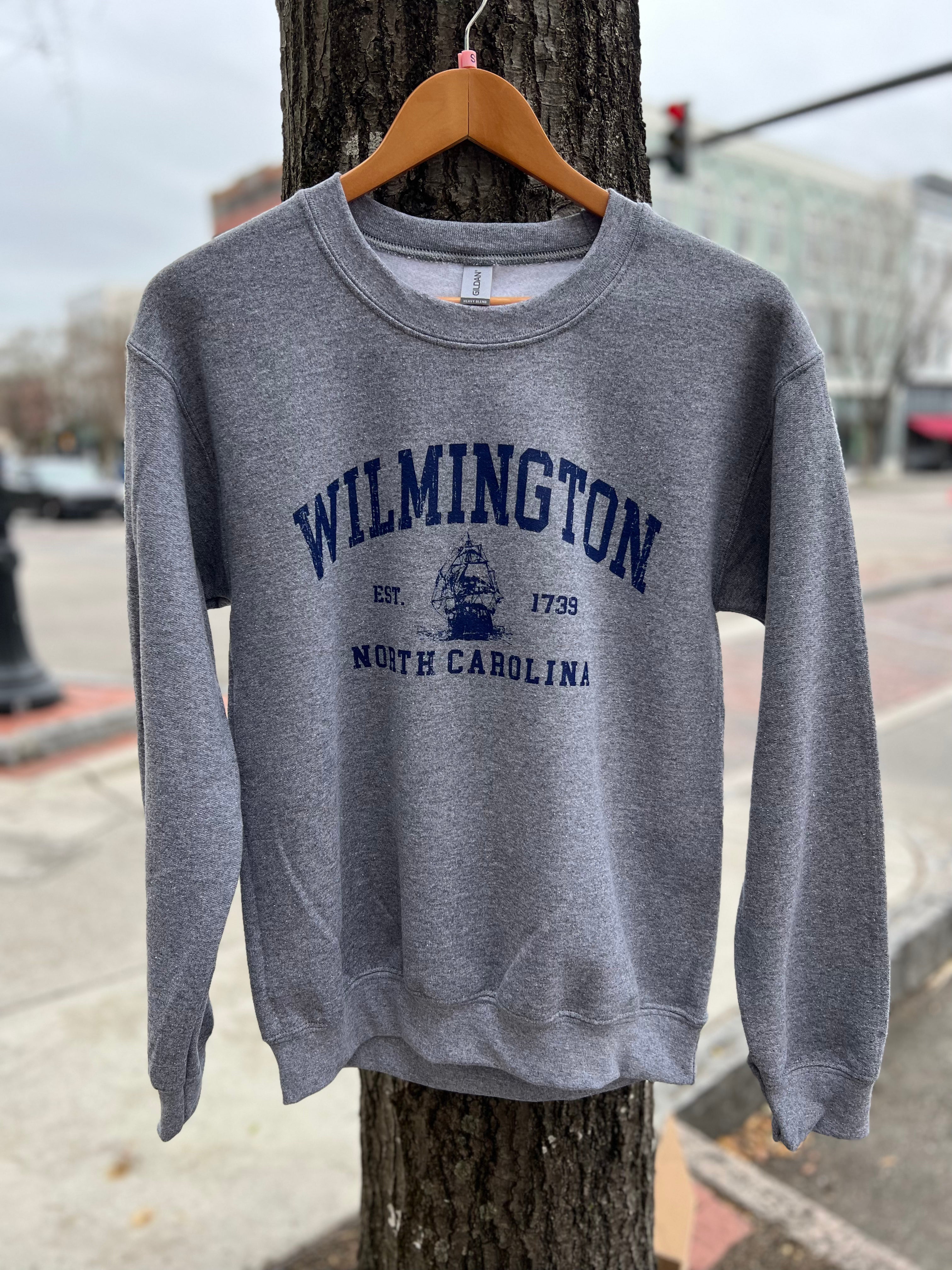 Wilmington NC Boat  - Crew Neck - Graphite Heather