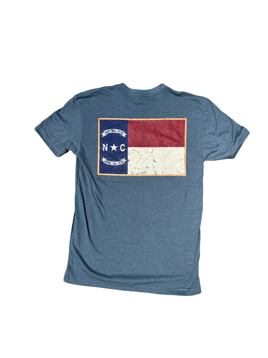 NC Flag - T Shirt - Heather Slate Blue