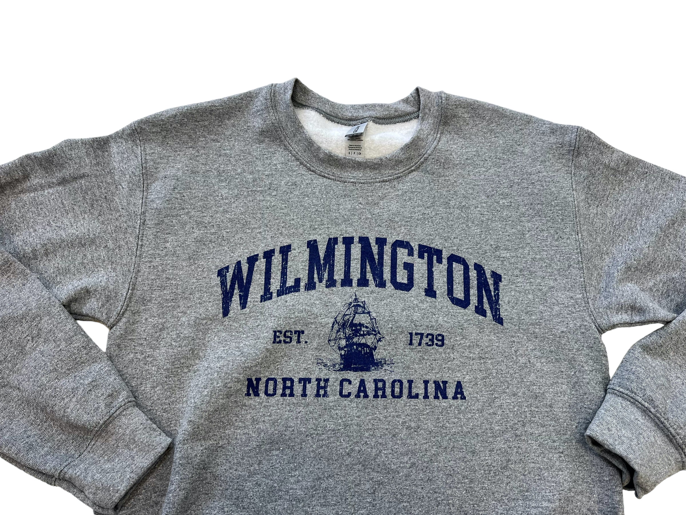 Wilmington NC Boat  - Crew Neck - Graphite Heather