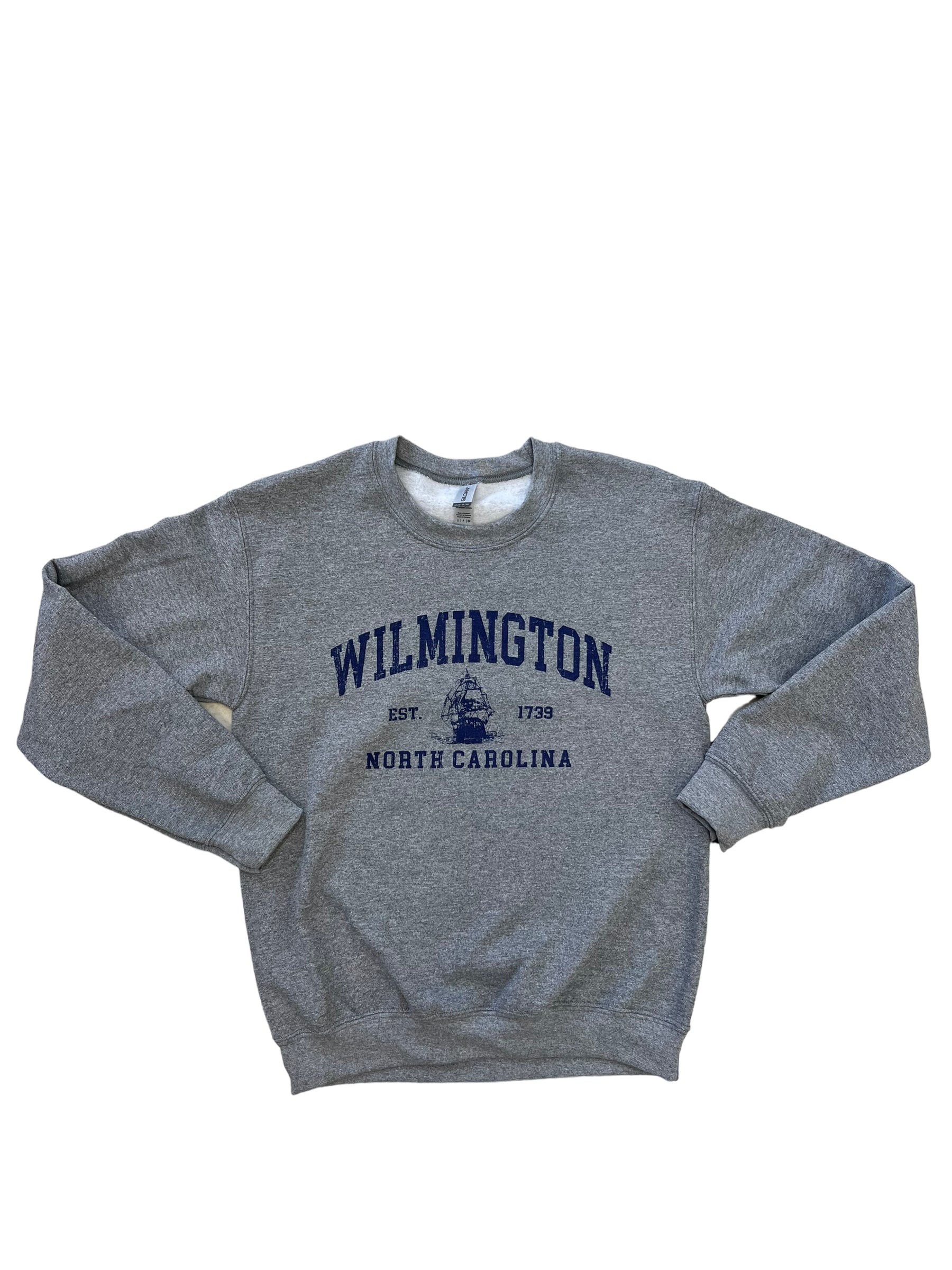 Wilmington NC Boat  - Crew Neck - Graphite Heather