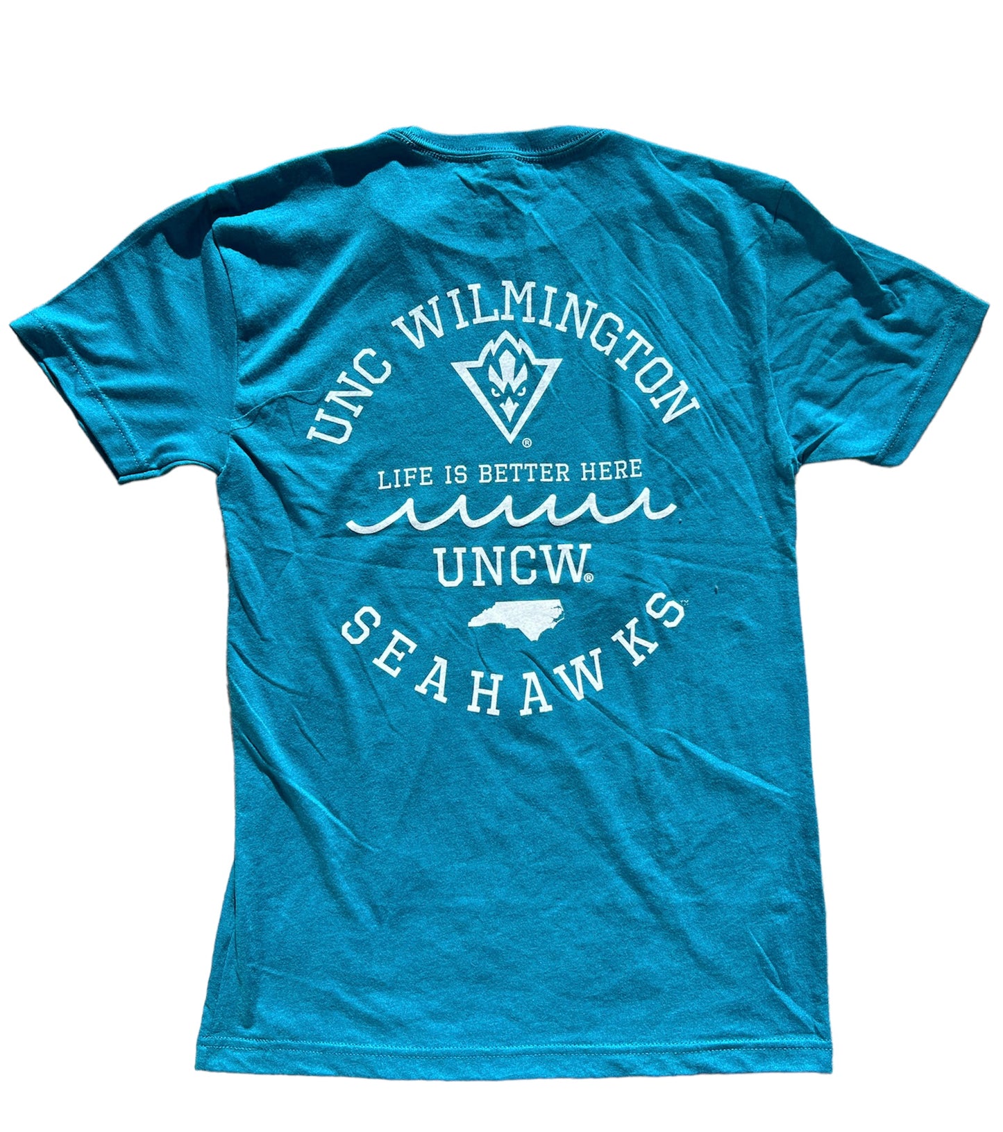 Unc Wilmington Life is Better Seahawks  – T Shirt – Heather Teal