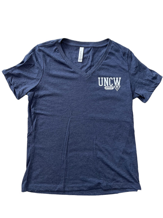 UNCW Seahawks Mom - V Neck T Shirt - Midnight Navy